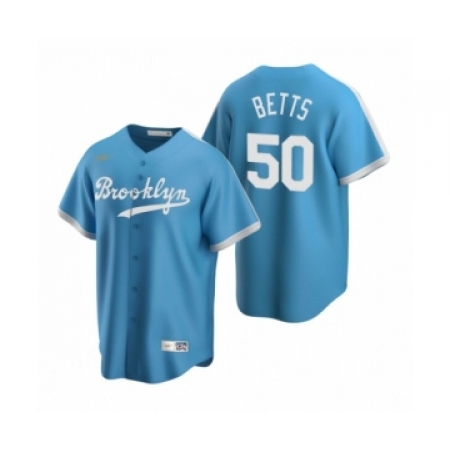 Men's Los Angeles Dodgers #50 Mookie Betts Nike Light Blue Cooperstown Collection Alternate Jersey