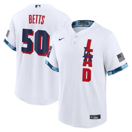 Men's Los Angeles Dodgers #50 Mookie Betts Nike White 2021 MLB All-Star Game Replica Player Jersey