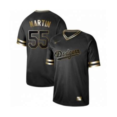 Men's Los Angeles Dodgers #55 Russell Martin Authentic Black Gold Fashion Baseball Jersey