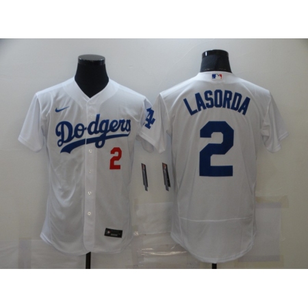 Men's Los Angeles Dodgers #2 Tommy Lasorda Nike White Jersey