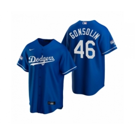 Men's Los Angeles Dodgers #46 Tony Gonsolin Royal 2020 World Series Champions Replica Jersey