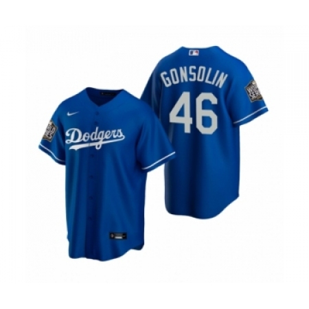 Men's Los Angeles Dodgers #46 Tony Gonsolin Royal 2020 World Series Replica Jersey