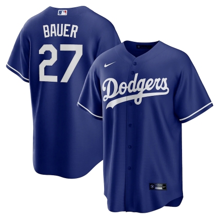 Men's Los Angeles Dodgers #27 Trevor Bauer Blue Nike Royal Alternate Official Replica Player Jersey