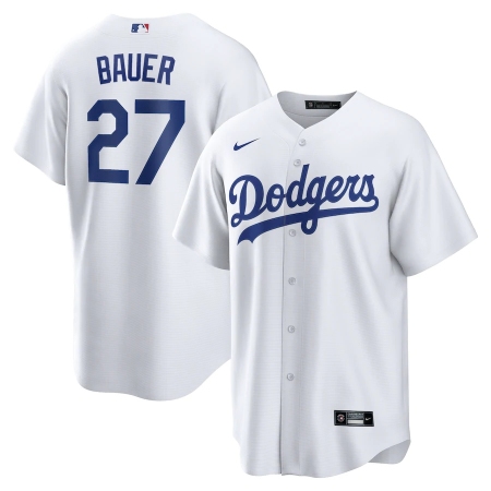 Men's Los Angeles Dodgers #27 Trevor Bauer White Nike Royal Alternate Official Replica Player Jersey