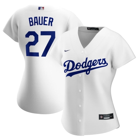Women's Los Angeles Dodgers #27 Trevor Bauer White Nike Royal Alternate Official Replica Player Jersey
