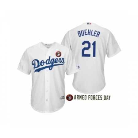 Men's 2019 Armed Forces Day Walker Buehler #21 Los Angeles Dodgers White Jersey