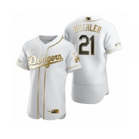 Men's Los Angeles Dodgers #21 Walker Buehler Nike White Authentic Golden Edition Jersey