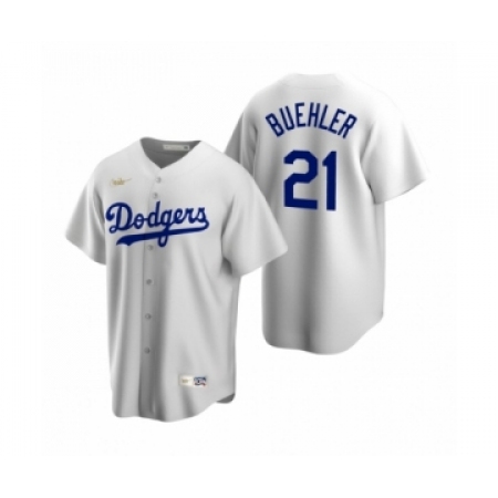 Men's Los Angeles Dodgers #21 Walker Buehler Nike White Cooperstown Collection Home Jersey