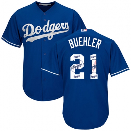Men's Majestic Los Angeles Dodgers #21 Walker Buehler Authentic Royal Blue Team Logo Fashion Cool Base MLB Jersey