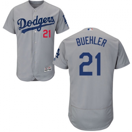 Men's Majestic Los Angeles Dodgers #21 Walker Buehler Grey Road Flex Base Authentic Collection MLB Jersey