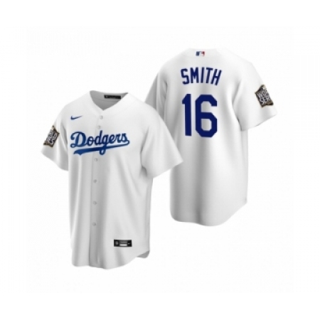 Men's Los Angeles Dodgers #16 Will Smith White 2020 World Series Replica Jersey