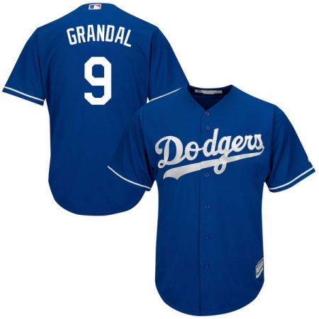 Men's Majestic Los Angeles Dodgers #9 Yasmani Grandal Authentic Royal Blue Alternate Cool Base MLB Jersey