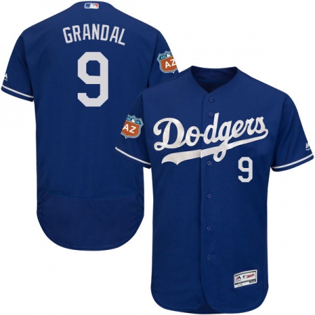 Men's Majestic Los Angeles Dodgers #9 Yasmani Grandal Royal Blue Flexbase Authentic Collection MLB Jersey