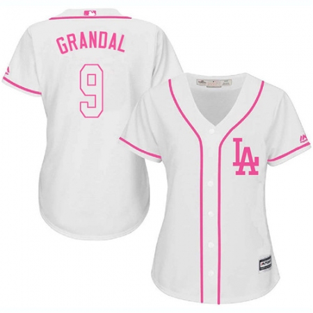 Women's Majestic Los Angeles Dodgers #9 Yasmani Grandal Authentic White Fashion Cool Base MLB Jersey