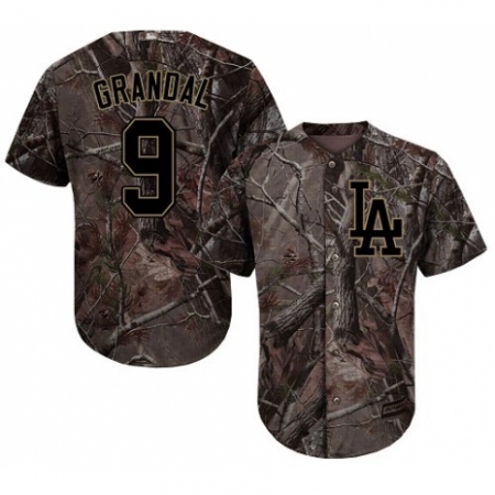 Youth Majestic Los Angeles Dodgers #9 Yasmani Grandal Authentic Camo Realtree Collection Flex Base MLB Jersey